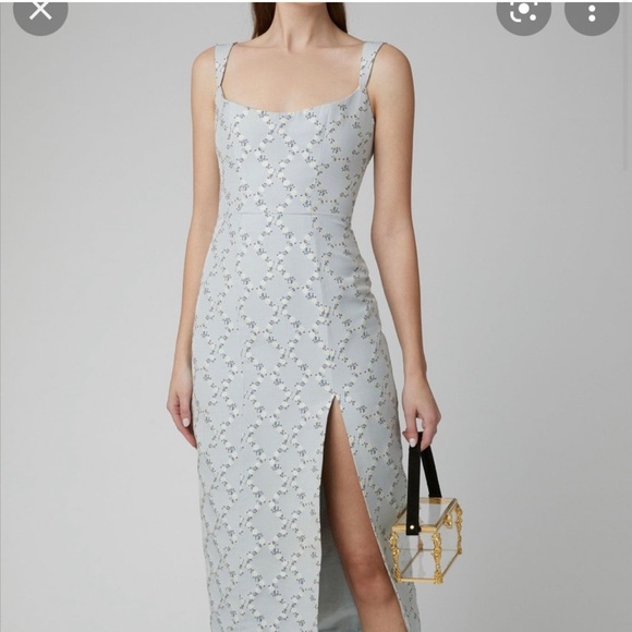 Markarian Edward Corset Blue Floral Print Midi Dress 2 NWT - Picture 2 of 12